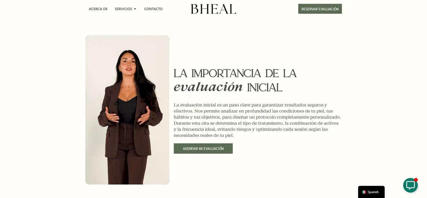 The initial evaluation page of the BHEAL website with the founder on camera